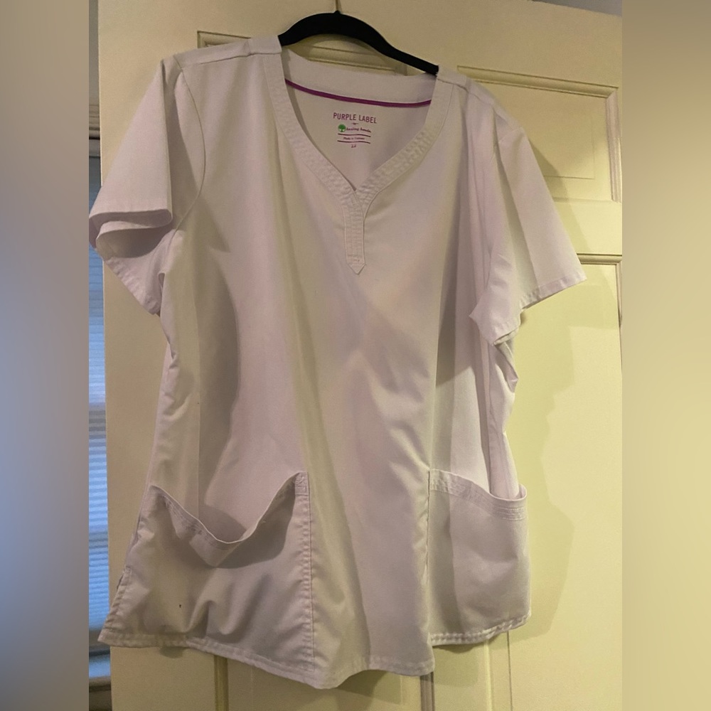 White scrub top